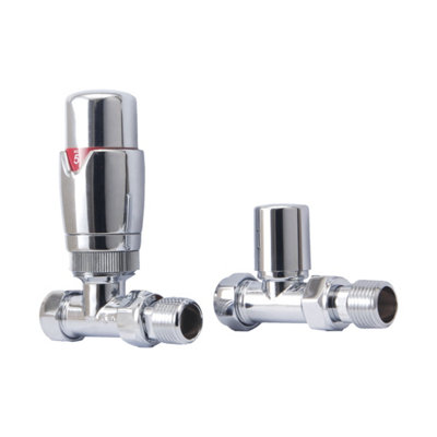 Fnx Bathrooms Chrome Straight Thermostatic Radiator Valve (Trv) With Lockshield15mm X 1/2" Bsp from B&Q