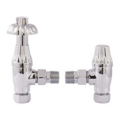 Fnx Bathrooms Westminster Chrome Angled Thermostatic Radiator Valves 1/2" X 15mmPair from B&Q