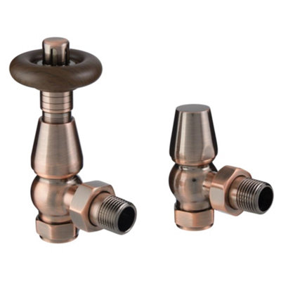 FNX Bathrooms Fnx Chelsea Traditional Angled Thermostatic Radiator Valve SetAntique Copper1/2" X 15mm from B&Q