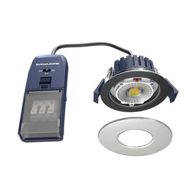 FNX Bathrooms Sycamore Riga Flex Multi-Wattage & Colour Dimmable Ip65 Fire Rated Led Downlight With Chrome Bezel (70mm Cut-Out) from B&Q
