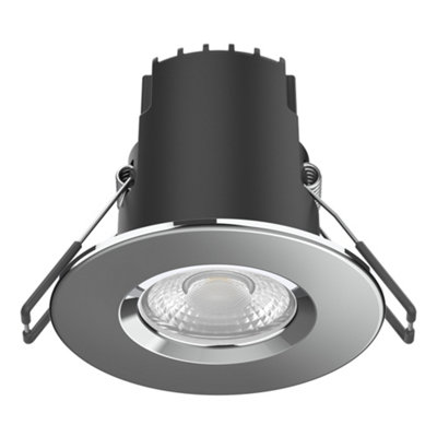 FNX Bathrooms Riga Uno 6W Dimmable Led DownlightIp65 Fire RatedNatural White 4500KChrome Bezel from B&Q