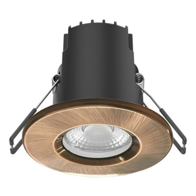 FNX Bathrooms Fnx Riga Uno 6W Ip65 Fire Rated Dimmable Led Downlight With Copper BezelNatural White 4500K from B&Q