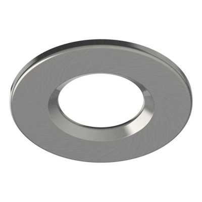 FNX Bathrooms Riga Uno Compatible 70mm Cut-Out Brushed Nickel Downlight BezelIp65 Rated For Bathroom Lighting from B&Q