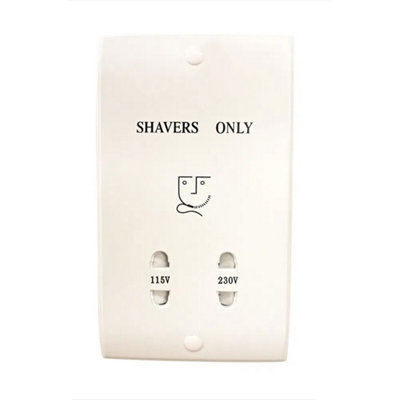 Fnx Bathrooms Dual Voltage Shaver SocketWhite240V/110V20Va For Bathroom Safety & Versatility from B&Q