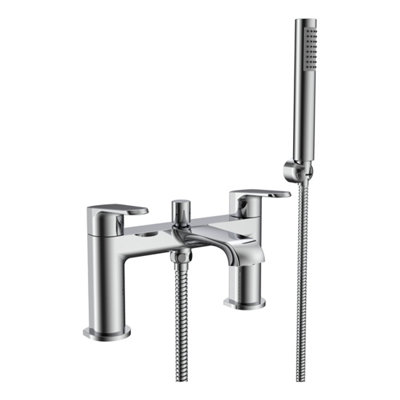 FNX Bathrooms Lunaris Chrome Deck Mounted Bath Shower Mixer Tap With HandsetModern Diy Upgrade from B&Q