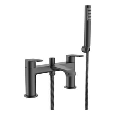 FNX Bathrooms Lunaris Gunmetal Bath Shower Mixer TapDeck Mounted With HandsetModern Dual Control from B&Q