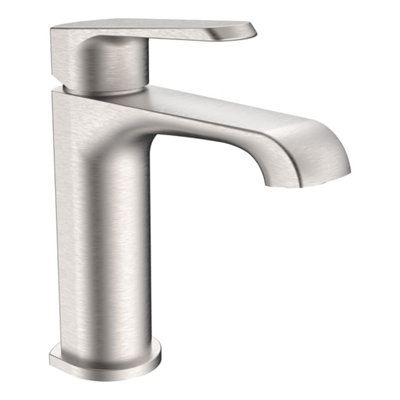 FNX Bathrooms Fnx Lunaris Brushed Nickel Mono Basin Mixer TapModern Deck Mounted Design from B&Q