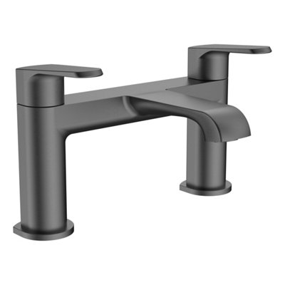 FNX Bathrooms Lunaris Gunmetal Deck Mounted Bath Filler Tap With Lever HandlesContemporary Design from B&Q