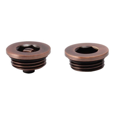 FNX Bathrooms Antique Copper Radiator Air Vent & Blanking Plug Set1/2" Bsp (G1/2) ThreadDurable Brass For Diy from B&Q