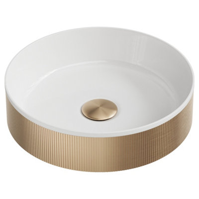 FNX Bathrooms Koko Basin Brushed Brass Countertop Bathroom Basin 360 from B&Q