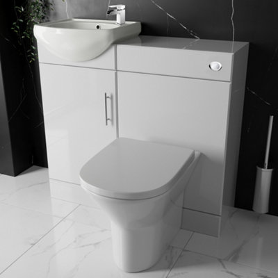 Bubly Sienna 920mm Gloss White Bathroom Vanity Unit & Toilet Set With Rimless Wc & Waterfall Tap from B&Q