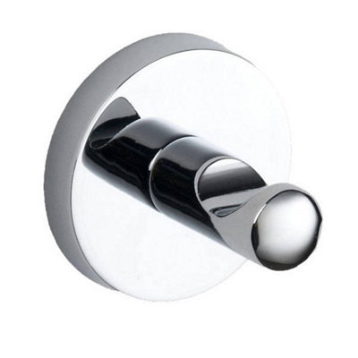 FNX Bathrooms Chrome Pan Robe HookWall Mounted Mid Steel Gloss Finish Modern Design from B&Q