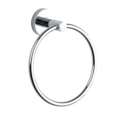 FNX Bathrooms Chrome Plan Towel RingWall Mounted Mild Steel Gloss Finish Modern Design from B&Q