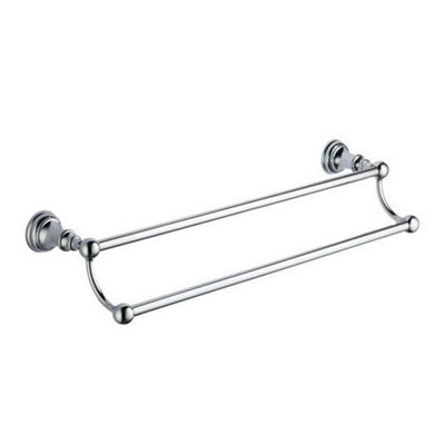 FNX Bathrooms Chrome Astley Double Towel BarWall Mounted Mild Steel Gloss Finish Modern Design from B&Q