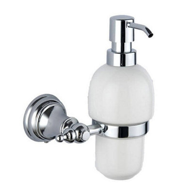 FNX Bathrooms Chrome Soap Dispenser With HolderWall Mounted Gloss Finish Modern Desgn from B&Q