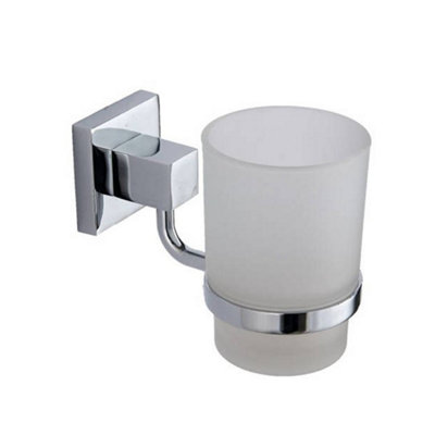FNX Bathrooms Chrome Tumbler & HolderWall Mounted Gloss Finish Modern Style from B&Q