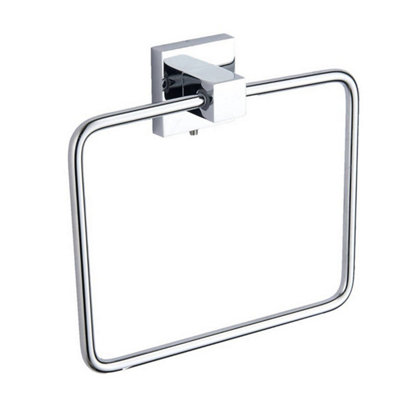 FNX Bathrooms Chrome Towel RingModern Wall Mounted Mild Steel Gloss Finish from B&Q