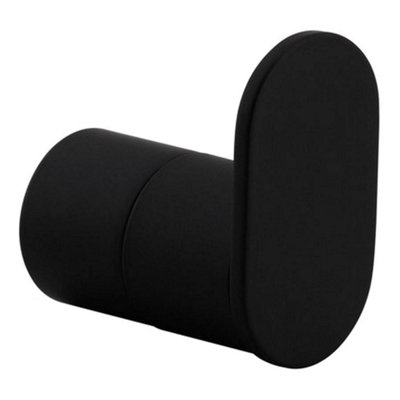 FNX Bathrooms Matt Black Round Robe HookWall Mounted Modern Accessory from B&Q
