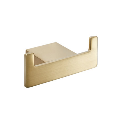 FNX Bathrooms Premium Brushed Brass Robe HookModern Wall Mounted Gloss Finish from B&Q