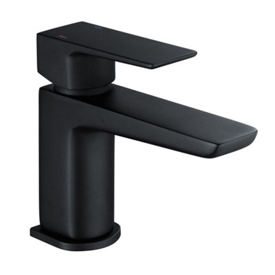 FNX Bathrooms Modern Matt Black Square Basin Mono Mixer TapSolid Brass Deck Mounted from B&Q