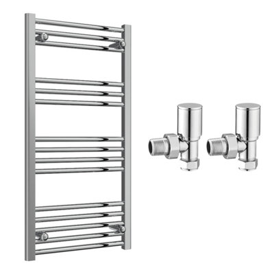 FNX Bathrooms Reina Capo Flat Chrome Bathroom Heated Towel Rail 1000 X 500mm With Manual Angled ValvesStylish Mild Steel Ladder Radiator from B&Q