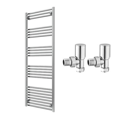 FNX Bathrooms Reina Capo Flat Chrome Bathroom Heated Towel Rail 1600 X 600mm With Manual Angled ValvesStylish Mild Steel Ladder Radiator from B&Q