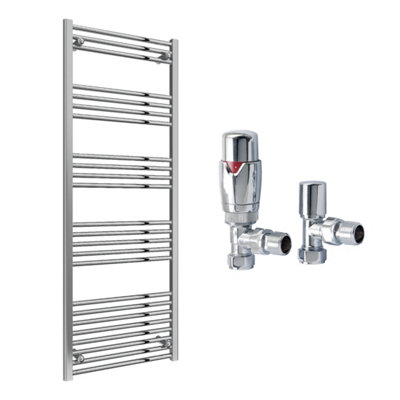FNX Bathrooms Reina Capo Flat Black Bathroom Heated Towel Rail 1800 X 500mm With Trv Angled ValvesStylish Mild Steel Ladder Radiator from B&Q