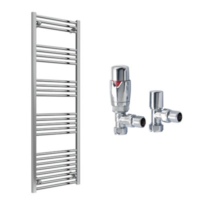 FNX Bathrooms Reina Capo Flat Chrome Bathroom Heated Towel Rail 1800 X 500mm With Trv Angled ValvesStylish Mild Steel Ladder Radiator from B&Q