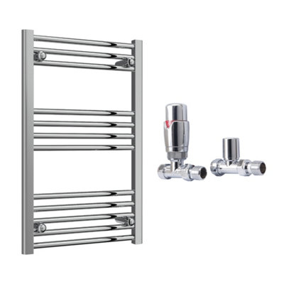 FNX Bathrooms Reina Capo Flat Chrome Bathroom Heated Towel Rail 800 X 400mm With Trv Straight ValvesStylish Mild Steel Ladder Radiator from B&Q