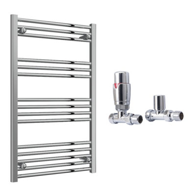 FNX Bathrooms Reina Capo Flat Chrome Bathroom Heated Towel Rail 1000 X 600mm With Trv Straight ValvesStylish Mild Steel Ladder Radiator from B&Q