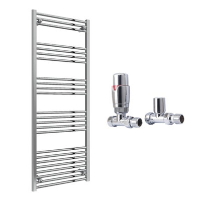 FNX Bathrooms Reina Capo Flat Chrome Bathroom Heated Towel Rail 1800 X 500mm With Trv Straight ValvesStylish Mild Steel Ladder Radiator from B&Q