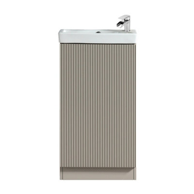 FNX Bathrooms Fluted Mini Cloakroom Vanity Unit Basin Floor Standing With Chrome Tap And WasteSoft Coffee from B&Q