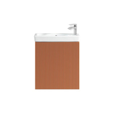 FNX Bathrooms Fluted Mini Cloakroom Vanity Unit Basin Wall Mounted With Chrome Tap And WasteBruciata Orange from B&Q