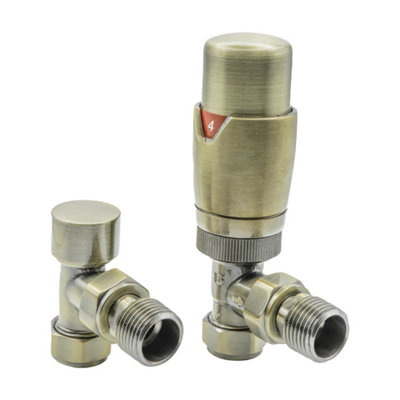 FNX Bathrooms Reina Modal Angled Thermostatic Radiator ValvesBronze from B&Q