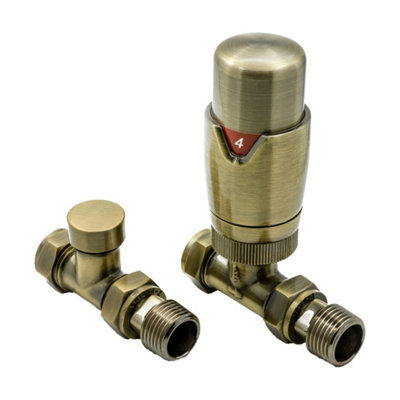 FNX Bathrooms Reina Modal Straight Thermostatic Radiator ValvesBronze from B&Q