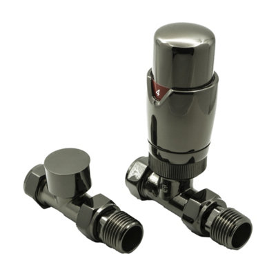 FNX Bathrooms Reina Modal Straight Thermostatic Radiator ValvesOiled Bronze from B&Q