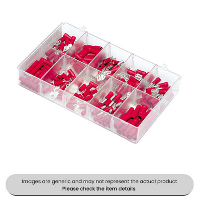 Mehr Mini Insulated Terminals Red Female Spades And Male Blades Assorted Box 140Pcs from B&Q