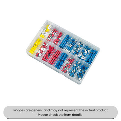 Mehr Push On Pre-Insulated Terminals Female Spades & Male Blades Assorted Box 200Pcs from B&Q