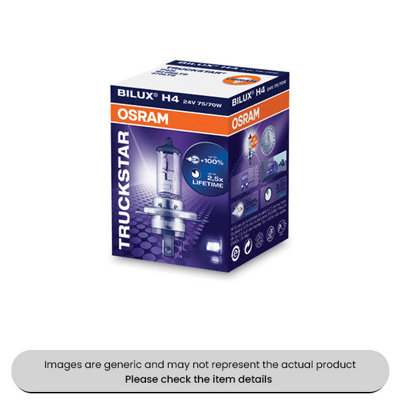 Mehr Osram Truckstar Halogen Headlight Bulb H4 Cap P43T24V75/70W Pack Qty 1 from B&Q