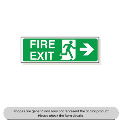 Mehr Fire Exit Right Arrow Adhesive 120X360mm Pack Qty 1 from B&Q