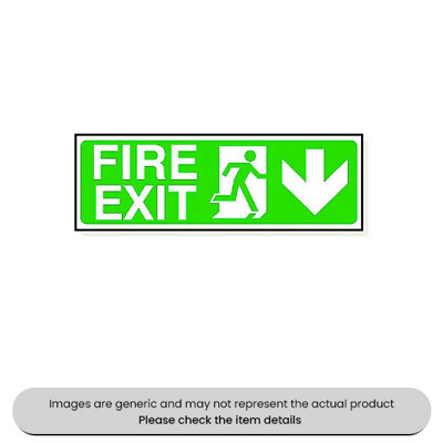 Mehr Fire Exit Down Arrow Self-Adhesive 150X450mm Pack Qty 1 from B&Q