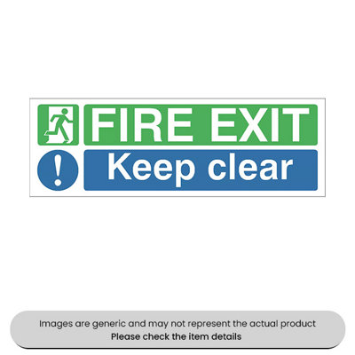 B&Q -  Fire Exit Keep Clear Self-Adhesive 150X450mm Pack Qty 1