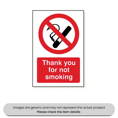 Mehr Thank You For Not Smoking Adhesive 240X360mm Pack Qty 1 from B&Q