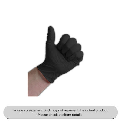 Mehr Black Extra Large Onhand Grip Plus Disposable Gloves Nitrile Grip Pack Qty 90 from B&Q