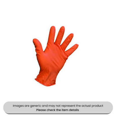 Mehr Orange Extra Large Onhand Grip Plus Disposable Gloves Nitrile Grip Pack Qty 90 from B&Q