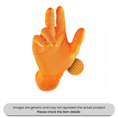 Mehr Orange Xl Grippaz Nitrile Gloves Fish Scale Grip Nitrile Pack Qty 50 from B&Q