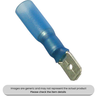 Mehr Blue Heat Shrink Terminals Adhesive Lined 6.3mm Male Blade Terminals Pack Qty 25 from B&Q