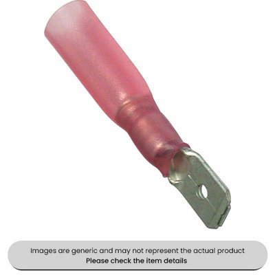 Mehr Red Heat Shrink Terminals Adhesive Lined 6.3mm Male Blade Terminals Pack Qty 25 from B&Q