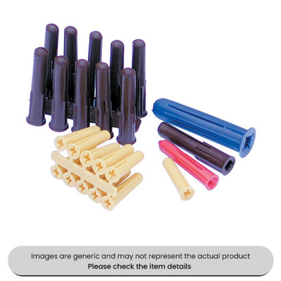 Mehr YellowRedBrown & Blue Plastic Wall Plugs 5-8mm Size Pack Qty 200 from B&Q