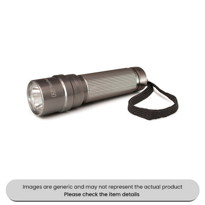 B&Q -  Anodized Aluminium Led Torch 55 Lumens3Xaaa & 80M Beam Pack Qty 1